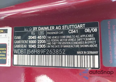 2009 Mercedes-Benz Clk 350 z USA, uszkodzony, nr VIN WDBTJ56H89F263852